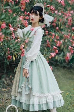 Multi-Color Plaid Print Stitching Ruffle Long Sleeves Sweet Lolita Dress -LolitaInside 5d8b681e4b18dd033a6491d9f8f92527