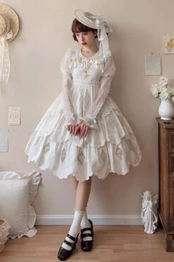 White Multi-layer Hollow Embroidery Sweet Lolita Jsk Dress -LolitaInside 5ec16b996e185e49e3c40c64d639212b