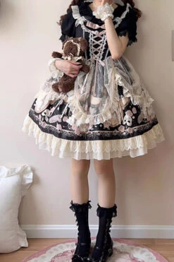 Black Sleeveless Rose Prologue Print Ruffle Bowknot Sweet Elegant Princess Lolita Jsk Dress -LolitaInside 5ec8e844a420306e56eb35c0f34a5208