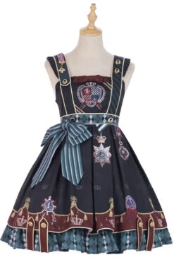 Black Vintage College Badge Print Sweet Lolita JSK Dress -LolitaInside 5f18aa43f4ca1675309703c55dd7a6b5