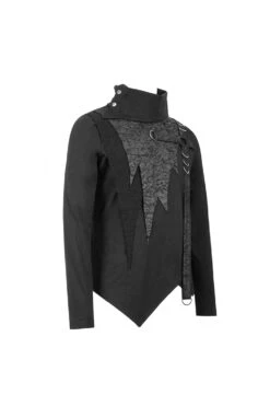 Black Worn Out Cross Shaped Hasp High Collar Asymmetric Hem Men's Punk T-Shirt -LolitaInside 608fcb53dad2e88e832cafe14270055b