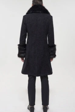 Black Gothic Vintage Button Decoration Removable Fur Collar Men's Coat -LolitaInside 619973851bab4f5cefa803097b2bcc10