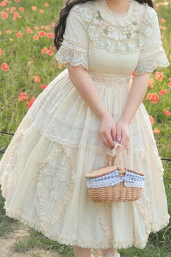 Beige Ruffled Round Collar Lace Cross Floral Embroidery Short Sleeves Plus Size Sweet Lolita OP Dress -LolitaInside 6229b7c5058313e5eeb5a205870f575f 1dbb2547 cce6 4e3a 9bb3 e779bf1ac3b6