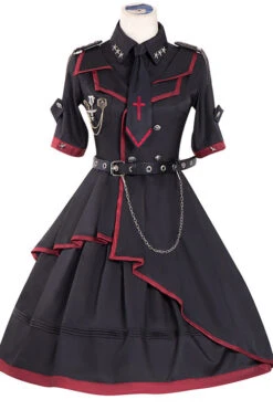 Black Military Style JK Set Irregular Gothic Lolita Dress -LolitaInside 6287dedcd120904a95b4a9d03d06d9e7