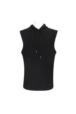 Black Knit Irregular Simple Versatile Sleeveless Hooded Men's Punk Tank Top 17 Black Knit Irregular Simple Versatile Sleeveless Hooded Men's Punk Tank Top -LolitaInside 64c510a7e19b69af9c6bd4b47e20d2c5