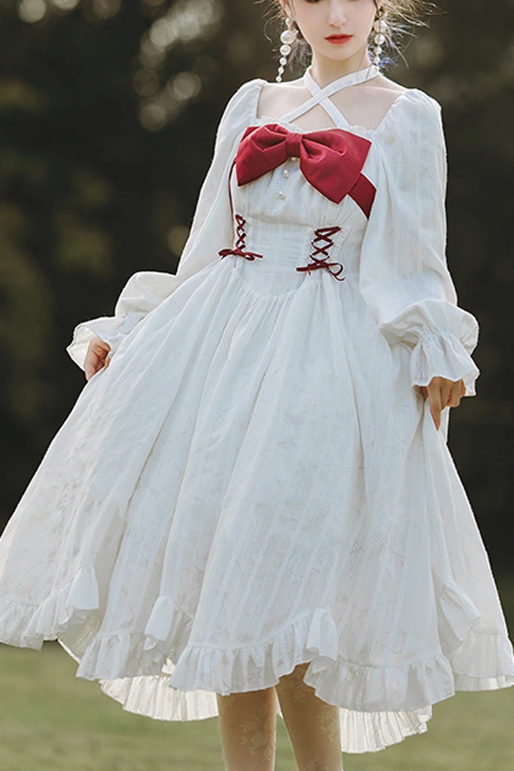White Roman Covenant Boat Neck Long Sleeves Ruffle Classic Lolita Dress 3 White Roman Covenant Boat Neck Long Sleeves Ruffle Classic Lolita Dress