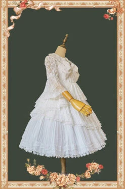 White Solid Color Tower Of Dawn Bowknot Sleeveless Ruffle Sweet Lolita Dress -LolitaInside 66604c716ed1b5c781205d82047ea13d