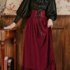 Wine Vintage Palace Style Ruffled Stripe Print High Waisted Classic Lolita Dress Skirt -LolitaInside 6703c99da25d0282466eeb1b5cddea22