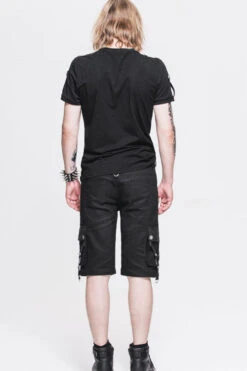 Black Punk Rock Adjustable Zippered Summer With Loops Shorts Mens Pants -LolitaInside 671929b6d6ad4337c620d366f096d85e