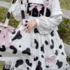 Black/White High Waist Ruffled Milk Pudding Printed Sweet Lolita Jsk Dress -LolitaInside 67886023f58375a4dc4ca6ccdff0d7cc