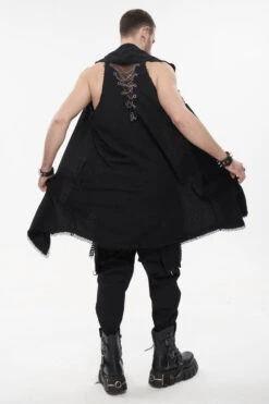 Black Aluminum Chain Stitching Design Distressed Cotton Linen All Seasons Men's Punk Vest 16 Black Aluminum Chain Stitching Design Distressed Cotton Linen All Seasons Men's Punk Vest -LolitaInside 67fbb64dc0efbbc18abfa3e811dba831