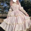 Pink Lapel Collar Long Sleeves High Waisted Multi-layer Bowknot Sweet Lolita Dress -LolitaInside 6834a8f733c0da8419cedb24523c7e36