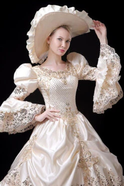 Champagne Court Style High Waisted Ruffled Multi-Layer Victorian Lolita Prom Dress -LolitaInside 68432944e7bb0e28ebae083770e24b2a