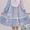Blue Doll Collar Single Breasted Princess Sleeves High Waist Magic Playing Cards Sweet Lolita OP Dress -LolitaInside 6881654ec8deb411fd2cb0567e501fbc