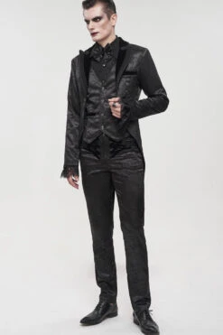 Black Gothic Bright Pattern Printed Decoration Swallowtail Men's Coat -LolitaInside 68f86dc6f101f66c1152a4434f1c03b7