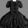 Black Cotton Lapel Collar Short Sleeves Bowknot Ruffled Multi-Layer Gothic Lolita Dress -LolitaInside 692881ee87584e2014ed529b67df5ee5