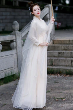 Beige New Fairy Sweet Hanfu Dress -LolitaInside 69908e07df5c1a0f09d2cea2cdadd027