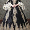 Multi-Layer Half Sleeves Trumpet Sleeves High Waisted Hollow Embroidery Print Victorian Lolita Prom Dress