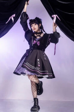 Black/Purple Cat Paw Print Bowknot Gothic Lolita Jsk Dress Set 11 Black/Purple Cat Paw Print Bowknot Gothic Lolita Jsk Dress Set -LolitaInside 6a7438c97b42d5a1783e8daf34de764e