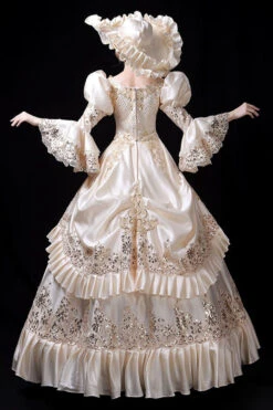 Champagne Court Style High Waisted Ruffled Multi-Layer Victorian Lolita Prom Dress -LolitaInside 6ad90c1626f8e296848a966bb35658bb