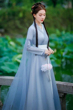 Blue Chinese Style Fairy Airy Sweet Hanfu Dress -LolitaInside 6b249a53521086640934e53df515ecb9
