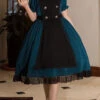 Dark Green Otherworld Deacon Detachable Apron Short Sleeves Gothic Lolita Dress -LolitaInside 6b59f6847a2efe69beda8970f94356b4
