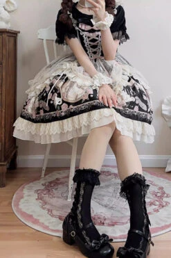 Black Sleeveless Rose Prologue Print Ruffle Bowknot Sweet Elegant Princess Lolita Jsk Dress -LolitaInside 6c0ecb8cb7be0c56d26277bb3fbba0a4