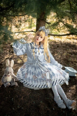 Light Blue Heart Print Bowknot Sweet Princess Alice Lolita Jsk Dress -LolitaInside 6c9e4214d7774b355e1a49db3e176944