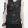 Black Personalized Print Big Pocket Buckle Men's Punk Tank Top -LolitaInside 6d537452bab182a18c819a5d62d56d11