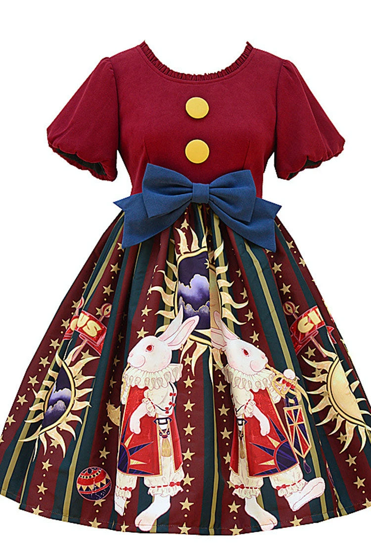 Antique Doll Print Christmas Bowknot Sweet Lolita OP Dress 9 Antique Doll Print Christmas Bowknot Sweet Lolita OP Dress - Image 7