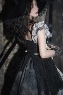 Black Letters And Poems Lace Sleeveless Printed Irregular Gothic Lolita Dress -LolitaInside 6db159c579c49cbeebb7d2b33ac593be