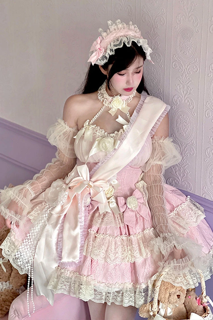 Princess Sleeveless Ruffle Bowknot Lace Sweet Lolita Jsk Dress 4 Colors 15 Princess Sleeveless Ruffle Bowknot Lace Sweet Lolita Jsk Dress 4 Colors - Image 13