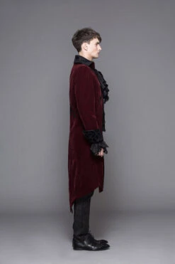 Red Party Fake Two Pieces Velvet Mens Gothic Long Coat 12 Red Party Fake Two Pieces Velvet Mens Gothic Long Coat -LolitaInside 6e7542b8c23e5001447057880d3fcf37