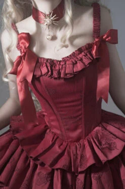 Wine Red Sleeveless Multi-layer Ruffle Bowknot Fish Bone Gothic Lolita Jsk Dress -LolitaInside 6e88bb744725f7c8e0dec62eba6556bc
