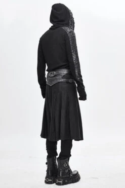 Black Punk Metallic Mist Textured Leather Waistband Grain Pleated Mens Kilts 11 Black Punk Metallic Mist Textured Leather Waistband Grain Pleated Mens Kilts -LolitaInside 7057c2a256606b1a198d0935c30abca1