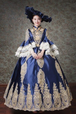 Multi-Layer Half Sleeves Trumpet Sleeves High Waisted Hollow Embroidery Print Victorian Lolita Prom Dress -LolitaInside 70b3467c72e310434759f456cdd9fdc9