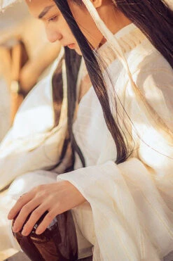 Beige Chinese Style Ancient Costume Knight Wide Sleeved Classic Mens Hanfu Full Set -LolitaInside 70ccac73150f211401e949aefc6536c0