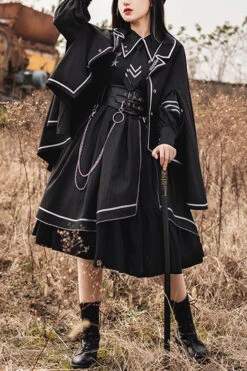 Black Military Style Loyalist Chariot Gothic Lolita Dress
