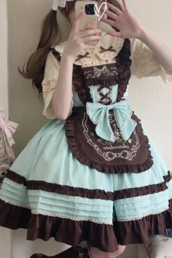 Raw Chocolate Mille Crepe Ruffle Bowknot Sweet Princess Lolita Jsk Dress 3 Colors -LolitaInside 71df972b7f62fbaa8769c6eae1c21a55