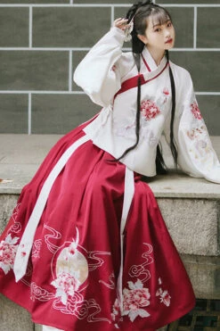 Red/White Chinese Style Ming Dynasty Ancient Costume Cross Collar Handmade Embroidery Sweet Hanfu Dress Two Piece -LolitaInside 7208a36b8d6bb17e509e02685a7c1822