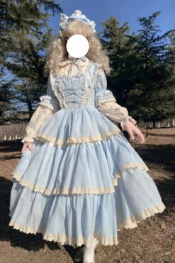 Blue Lapel Collar Long Sleeves High Waisted Multi-layer Bowknot Sweet Lolita Dress 12 Blue Lapel Collar Long Sleeves High Waisted Multi-layer Bowknot Sweet Lolita Dress -LolitaInside 72abdd1bd16c8abb5846360e658304c4