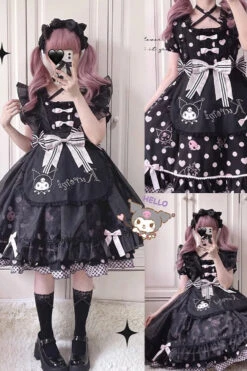 Black Short Sleeves Kulomi Print Ruffle Bowknot Alice Sweet Lolita Dress 11 Black Short Sleeves Kulomi Print Ruffle Bowknot Alice Sweet Lolita Dress -LolitaInside 72f2cb6fa76ef24f2e655cfb5e7a6a1c