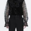 Black Lotus Leaf Stand Collar Semitransparent Lace Long Sleeved Men's Gothic Shirt 2 Black Lotus Leaf Stand Collar Semitransparent Lace Long Sleeved Men's Gothic Shirt -LolitaInside 73a13d04767334a300d95f1e955dbcf8