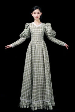 Dark Green Long Sleeves Plaid Print High Waisted Ruffled Victorian Lolita Prom Dress 9 Dark Green Long Sleeves Plaid Print High Waisted Ruffled Victorian Lolita Prom Dress -LolitaInside 73dc6f56bc137fde5f0420e558b02d6e