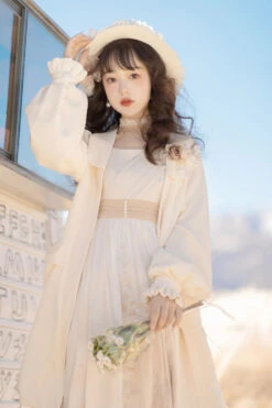 White Chinese Style Bronzing Flower Embroidery Sweet Lolita Jsk Dress -LolitaInside 7498d16e17a86df97dd49a1b6e1f8b59