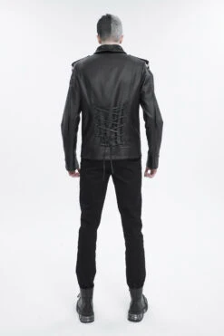 Black Lapel Collar Studded Strap Dashing Men's Punk Jacket -LolitaInside 749a72708f76977f17bf5571fe6b38cb