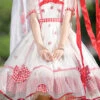White/Red Round Collar Short Sleeves High Waist Strawberry Print Sweet Lolita Dress -LolitaInside 758d462b970b02df9f70721de2204e1b
