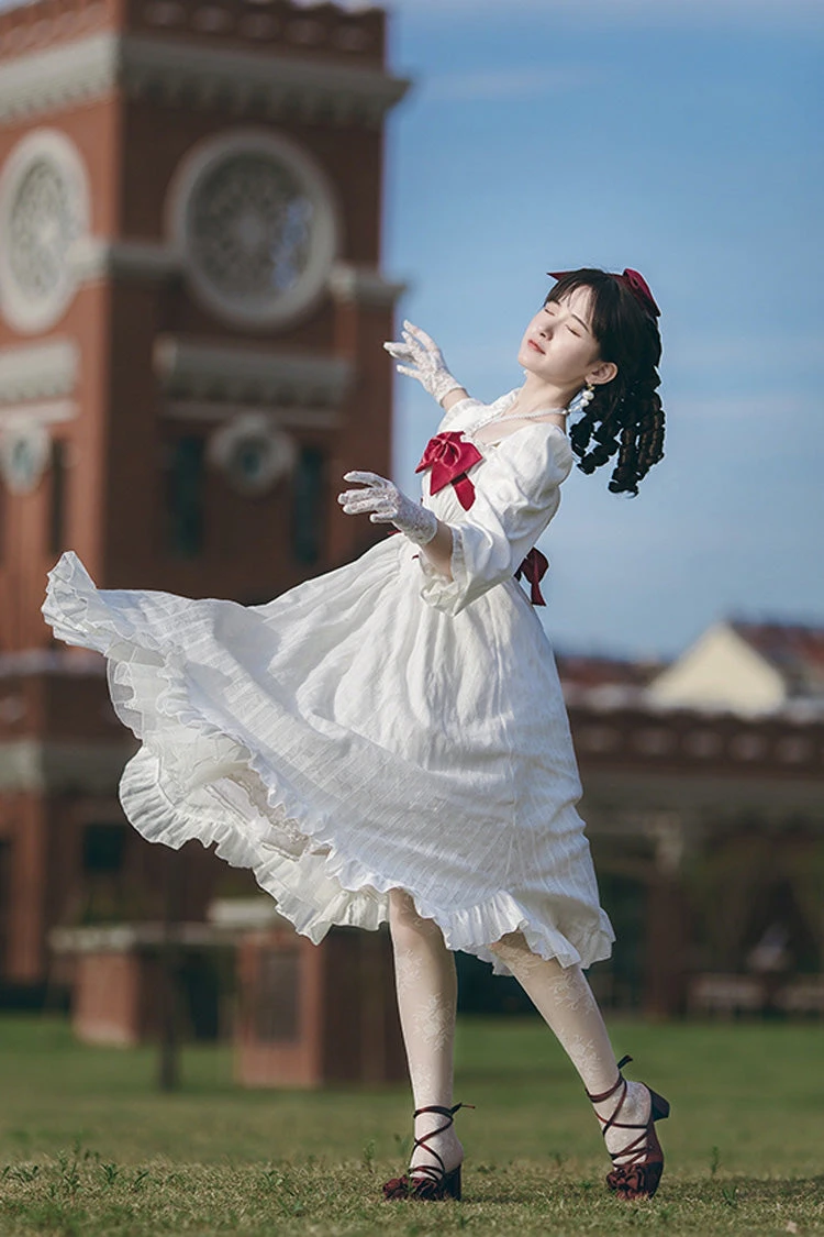 White Roman Covenant Boat Neck Long Sleeves Ruffle Classic Lolita Dress 13 White Roman Covenant Boat Neck Long Sleeves Ruffle Classic Lolita Dress - Image 11