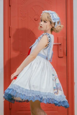 White/Blue Sailor Collar Delicious Food Print Ruffled Sweet Lolita Suspender Dress -LolitaInside 75e2d3cb6cb940d30afbb5ffd202ae45