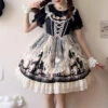 Black Sleeveless Rose Prologue Print Ruffle Bowknot Sweet Elegant Princess Lolita Jsk Dress